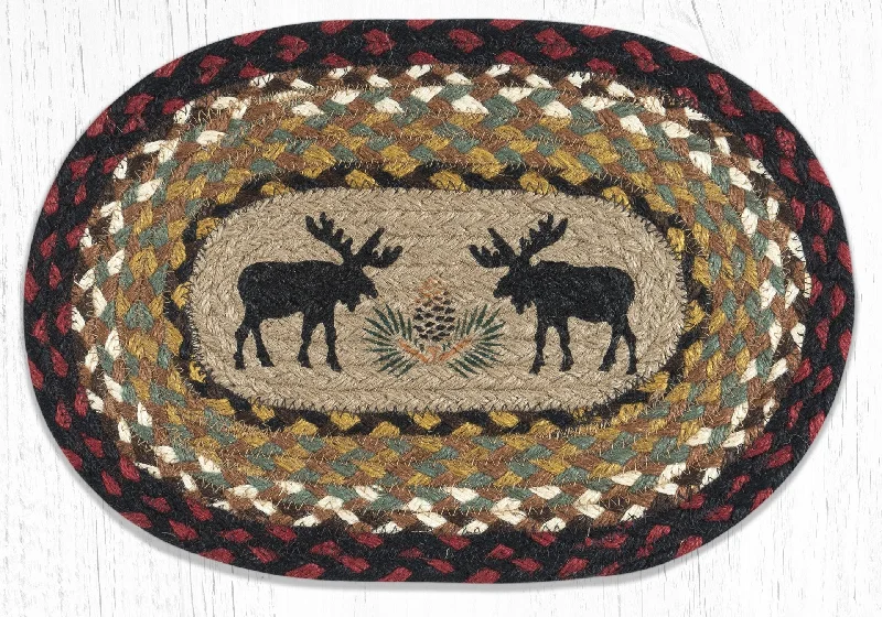 Earth Rugs OMSP-19 Black Moose Printed Oval Swatch 7.5``x11``