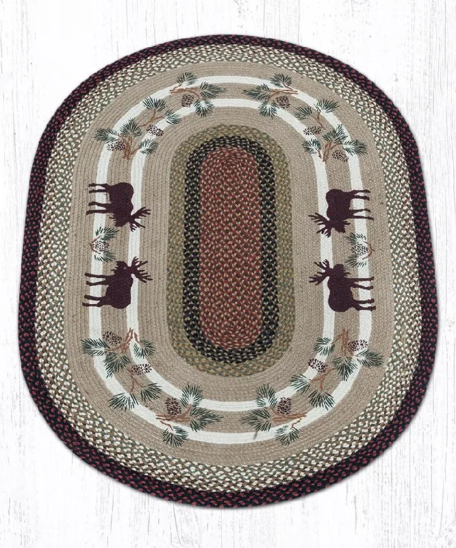 Earth Rugs OP-19 Moose/Pinecone Oval Patch 4`x6`