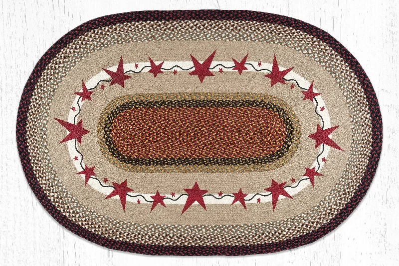 Earth Rugs OP-19 Primitive Stars Burgundy Oval Patch 3`x5`