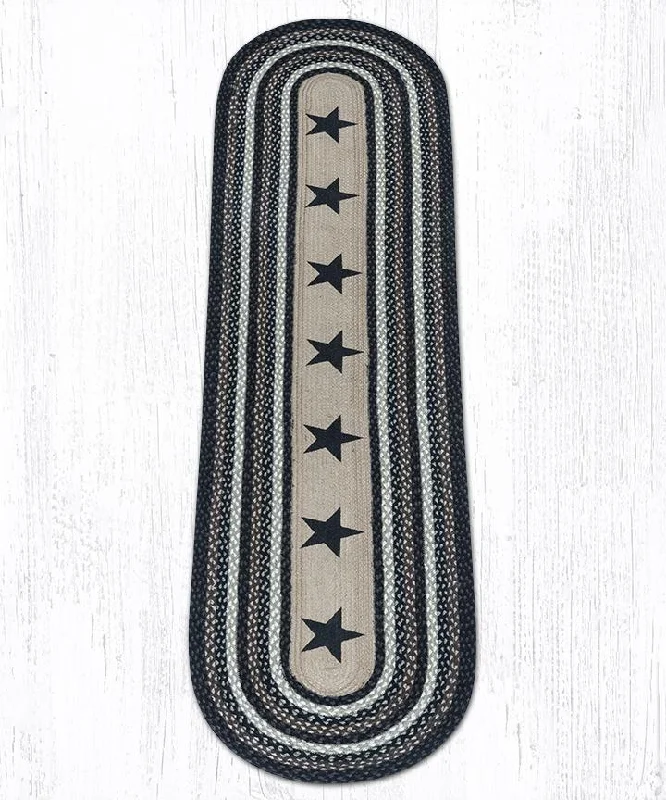 Earth Rugs OP-313 Black Stars Oval Patch 2`x8`