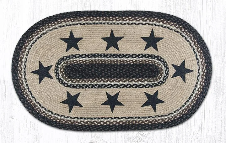 Earth Rugs OP-313 Black Stars Oval Patch 27``x45``