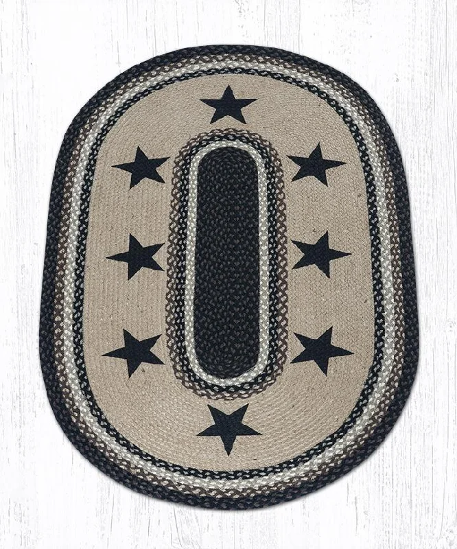 Earth Rugs OP-313 Black Stars Oval Patch 3`x5`