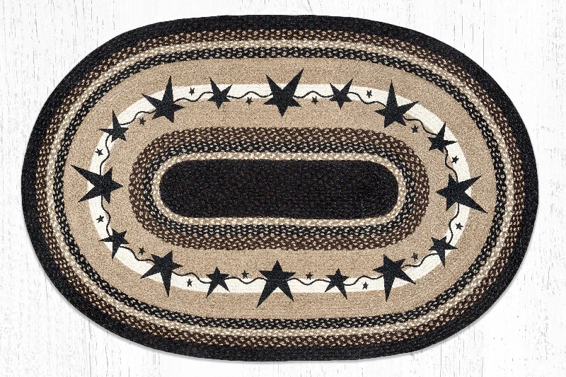 Earth Rugs OP-313 Primitive Stars Black Oval Patch 3`x5`