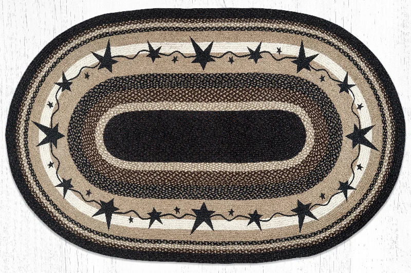 Earth Rugs OP-313 Primitive Stars Black Oval Patch 4`x6`