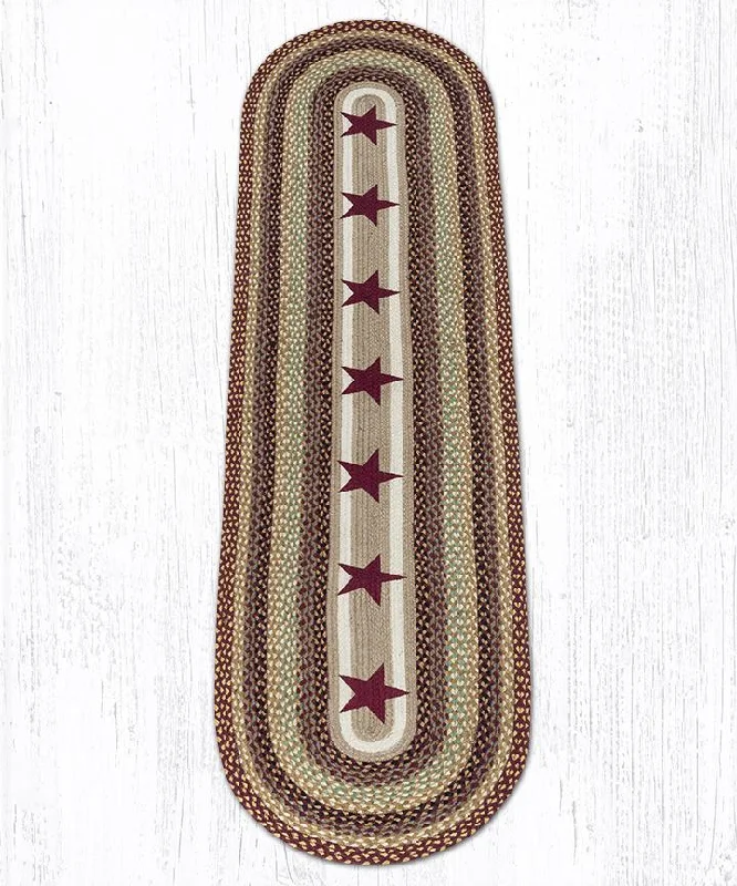 Earth Rugs OP-357 Burgundy Stars Oval Patch 2`x8`