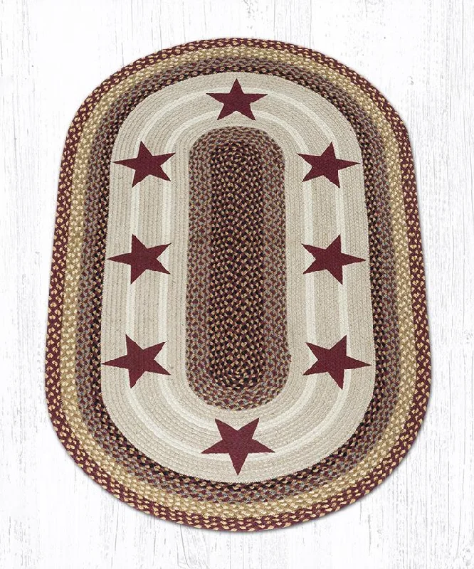 Earth Rugs OP-357 Burgundy Stars Oval Patch 3`x5`