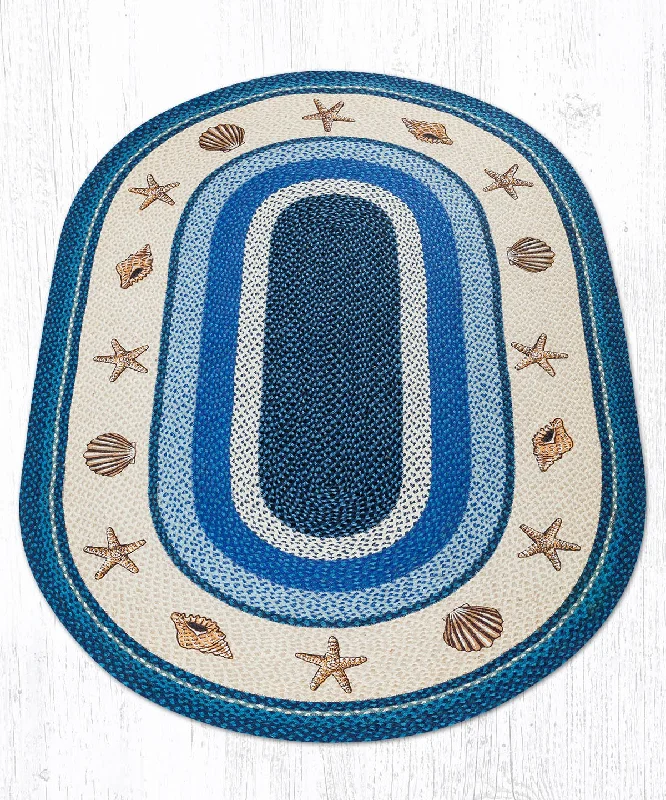 Earth Rugs OP-362 Shells Oval Patch 5`x8`