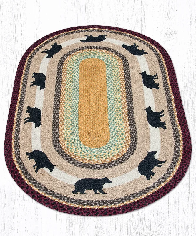 Earth Rugs OP-395 Cabin Bear Oval Patch 3`x5`