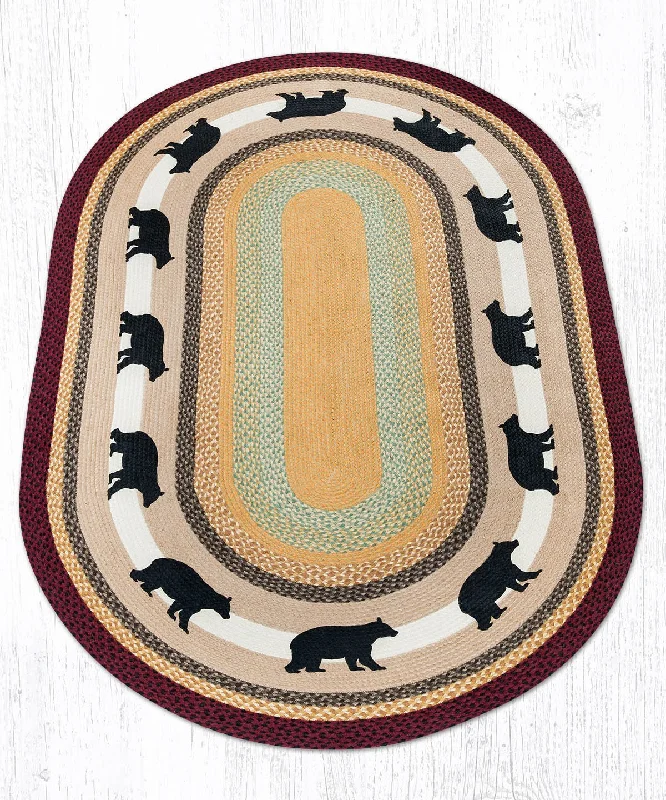 Earth Rugs OP-395 Cabin Bear Oval Patch 5`x8`