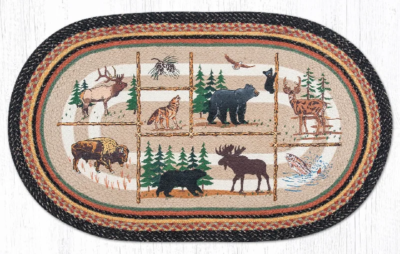 Earth Rugs OP-583 Lodge Animals Oval Patch 27``x45``