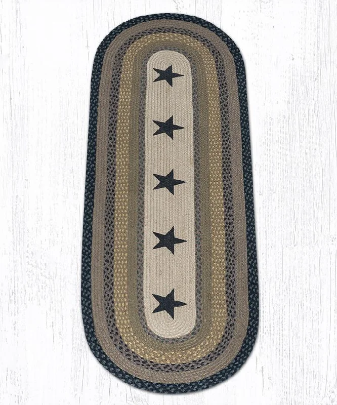 Earth Rugs OP-99 Black Stars Oval Patch 2`x6`