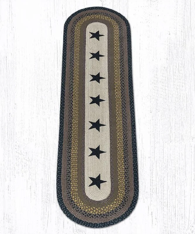 Earth Rugs OP-99 Black Stars Oval Patch 2`x8`