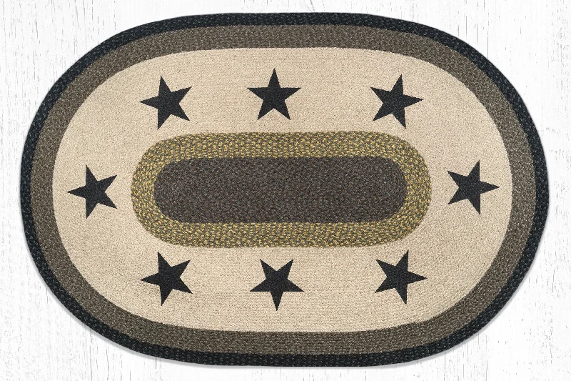 Earth Rugs OP-99 Black Stars Oval Patch 4`x6`