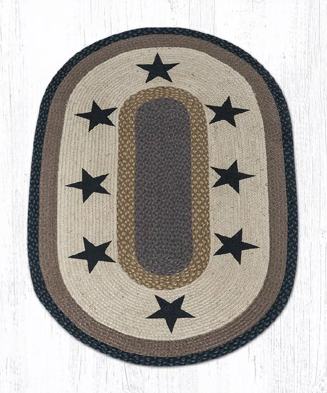 Earth Rugs OP-99 Black Stars Oval Patch 5`x8`