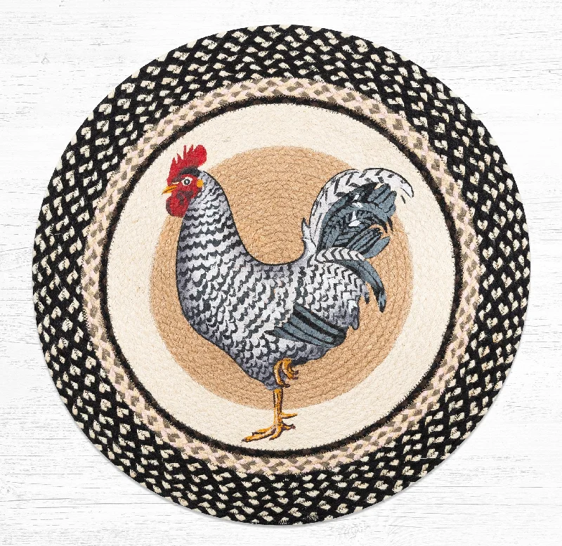 Earth Rugs RP-430 Rooster Round Patch 27``x27``