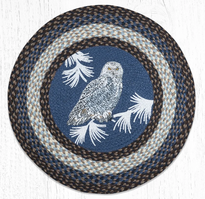 Earth Rugs RP-743 Snowy Owl Round Patch 27``x27``