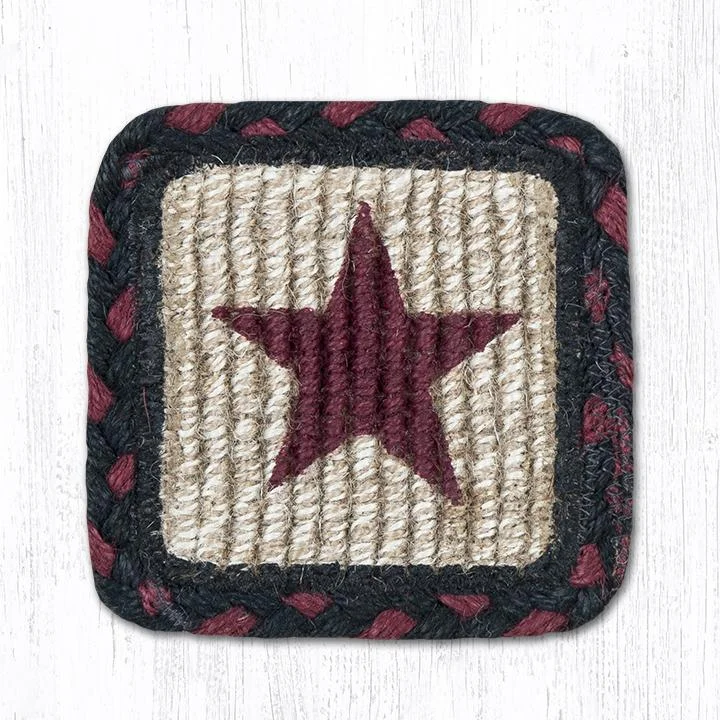 Earth Rugs WW-344 Burgundy Star Wicker Weave Swatch 10``x15``