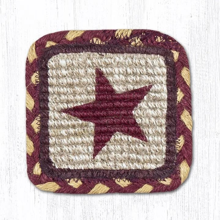 Earth Rugs WW-357 Burgundy Star Wicker Weave Swatch 10``x15``