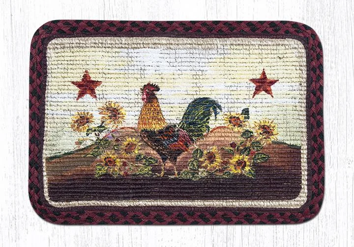 Earth Rugs WW-391 Morning Rooster Wicker Weave Trivet