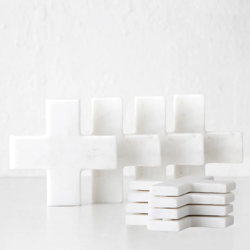 ELIOT WHITE MARBLE COASTERS  |  SET OF 8