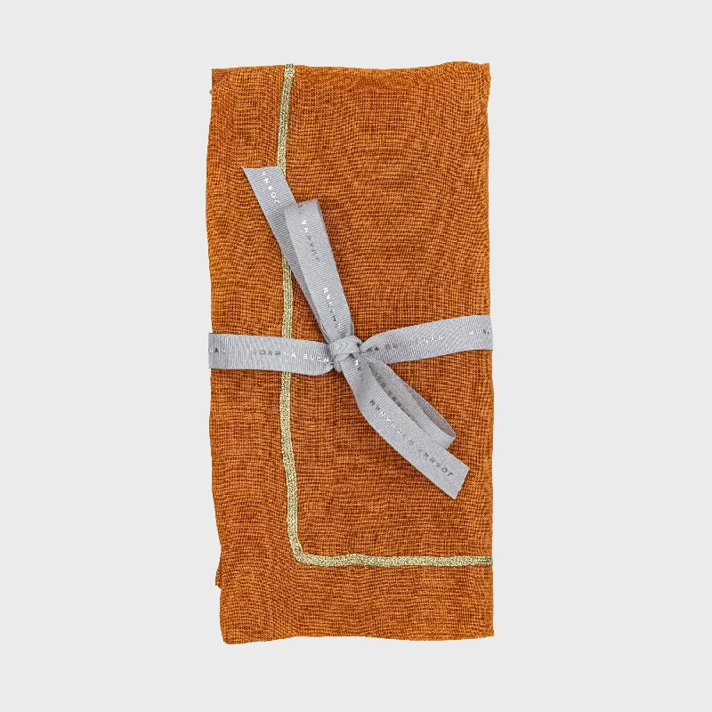 Joanna Buchanan Gold trim dinner napkins, pumpkin, set of two