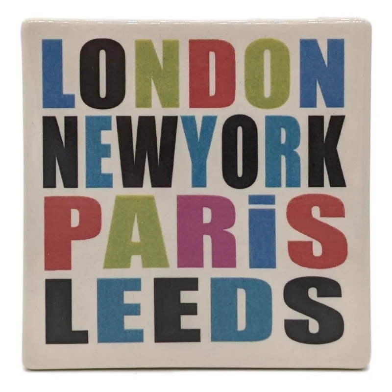 London, New York, Paris, Leeds Ceramic Coaster