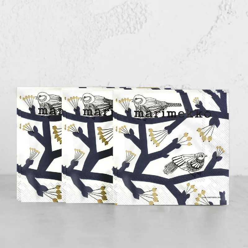 MARIMEKKO  |  PAKKANEN BIRD PAPER NAPKIN BUNDLE X3  |  DEEP BLUE