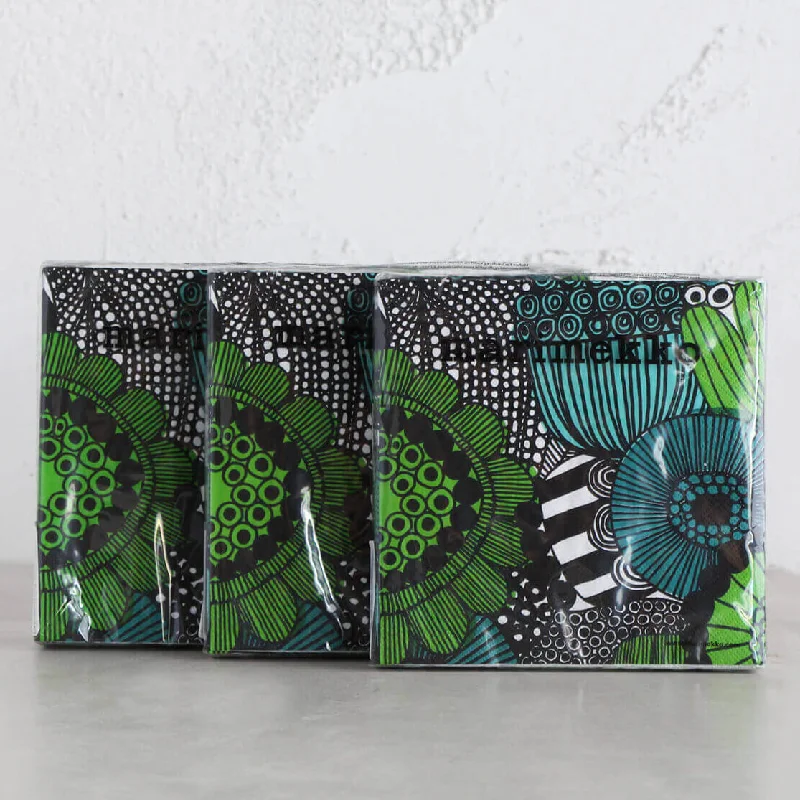 MARIMEKKO  |  SIIRTOLAPUUTARHA PAPER NAPKIN BUNDLE X3  |  GREEN + BLACK + WHITE