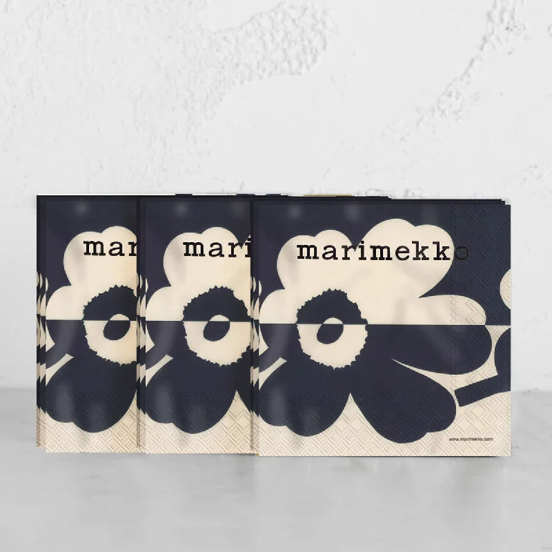 MARIMEKKO  |  SUUR UNIKKO PAPER NAPKIN BUNDLE X3  |  NAVY + LINEN