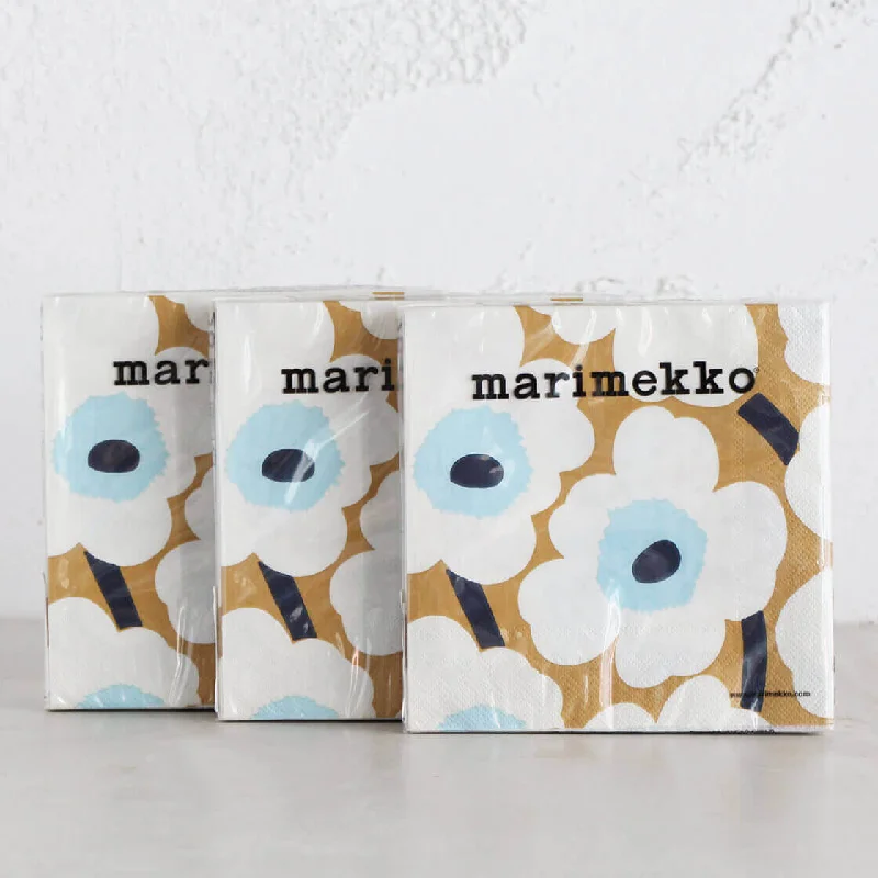 MARIMEKKO  |  UNIKKO PAPER NAPKIN BUNDLE X3  | GOLD + CREAM + BLUE