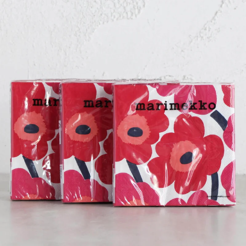 MARIMEKKO  |  UNIKKO PAPER NAPKIN BUNDLE X3  | RED + ORANGE + PINK