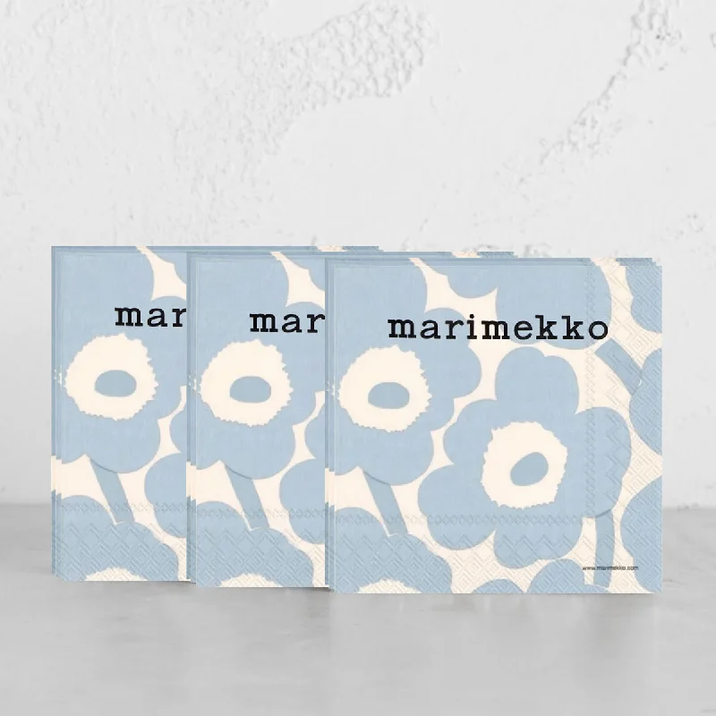 MARIMEKKO  |  UNIKKO PAPER NAPKIN BUNDLE X3  |  CREAM + LIGHT BLUE