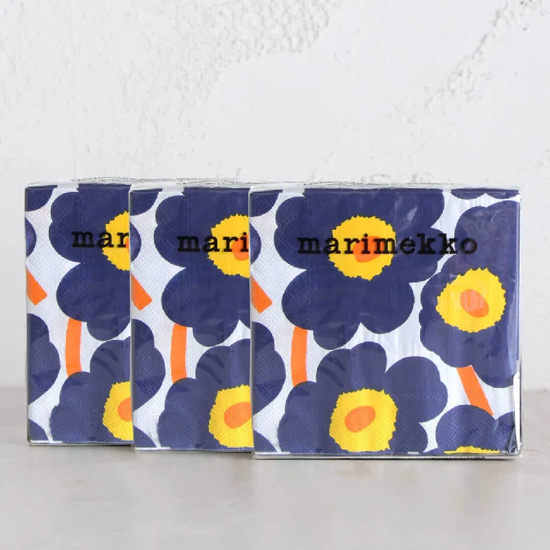 MARIMEKKO  |  UNIKKO PAPER NAPKIN BUNDLE X3  | NAVY + YELLOW + ORANGE