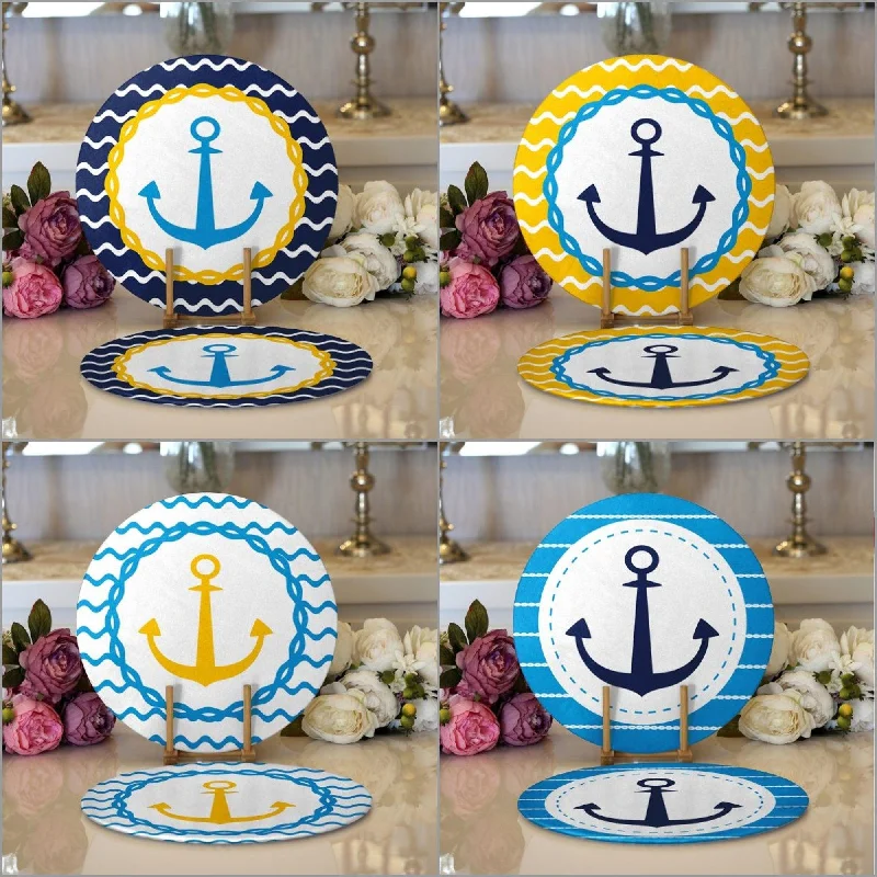 Blue Yellow Beach House Coaster Set