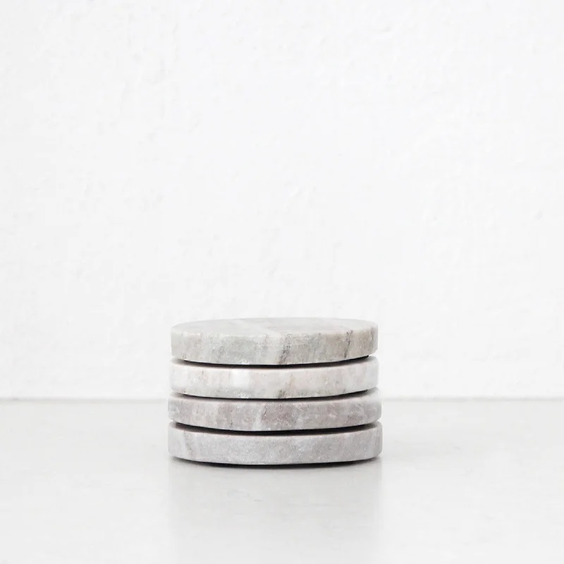 NEO ROUND MARBLE COASTER  |  SET OF 4  |  BEIGE MARBLE