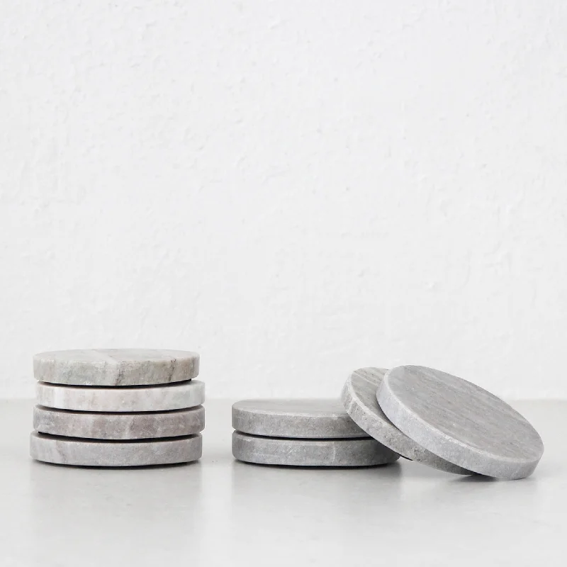 NEO ROUND MARBLE COASTER  |  SET OF 8  |  BEIGE MARBLE