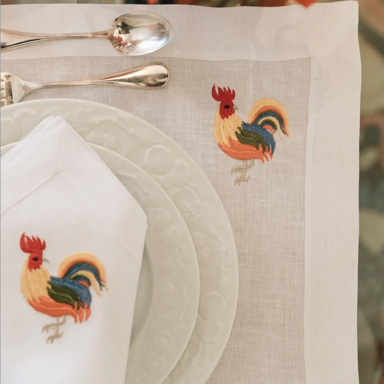 Rooster placemats and napkins, set of 4