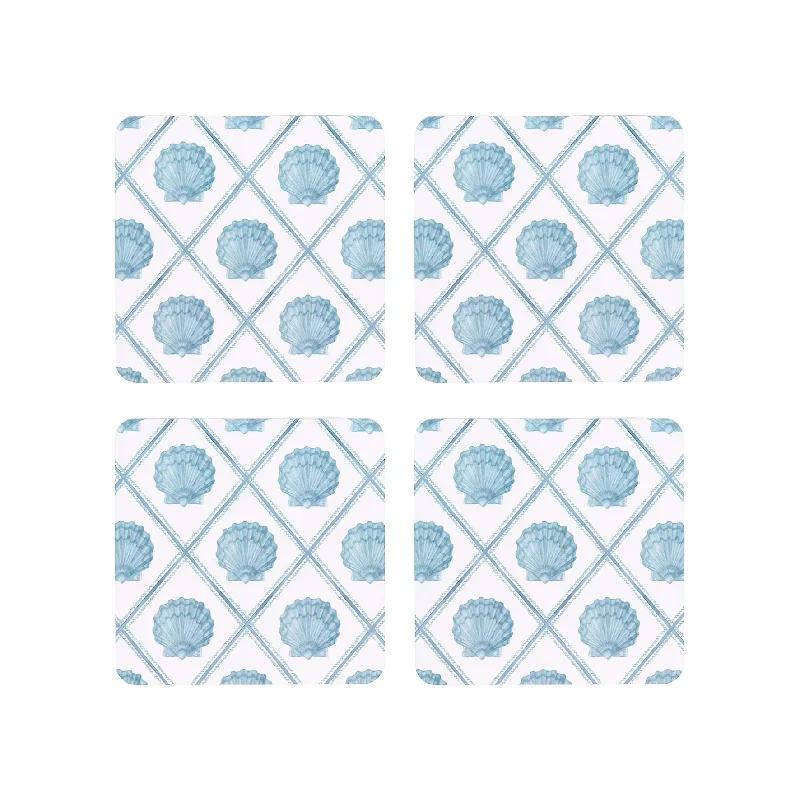 Scallop Check Square Coaster