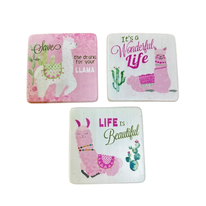 Set of 3 Llama Design Coasters