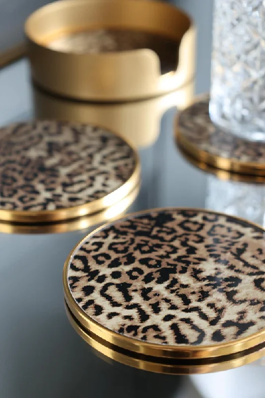 Set Of 4 Leopard Print Coasters