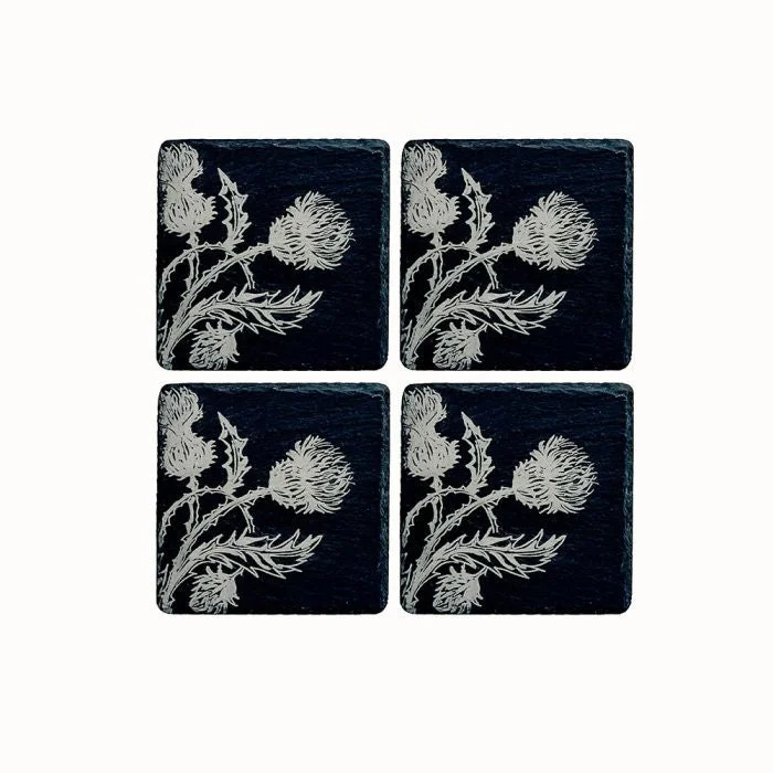 Slate Thistle Coasters - Set of 4