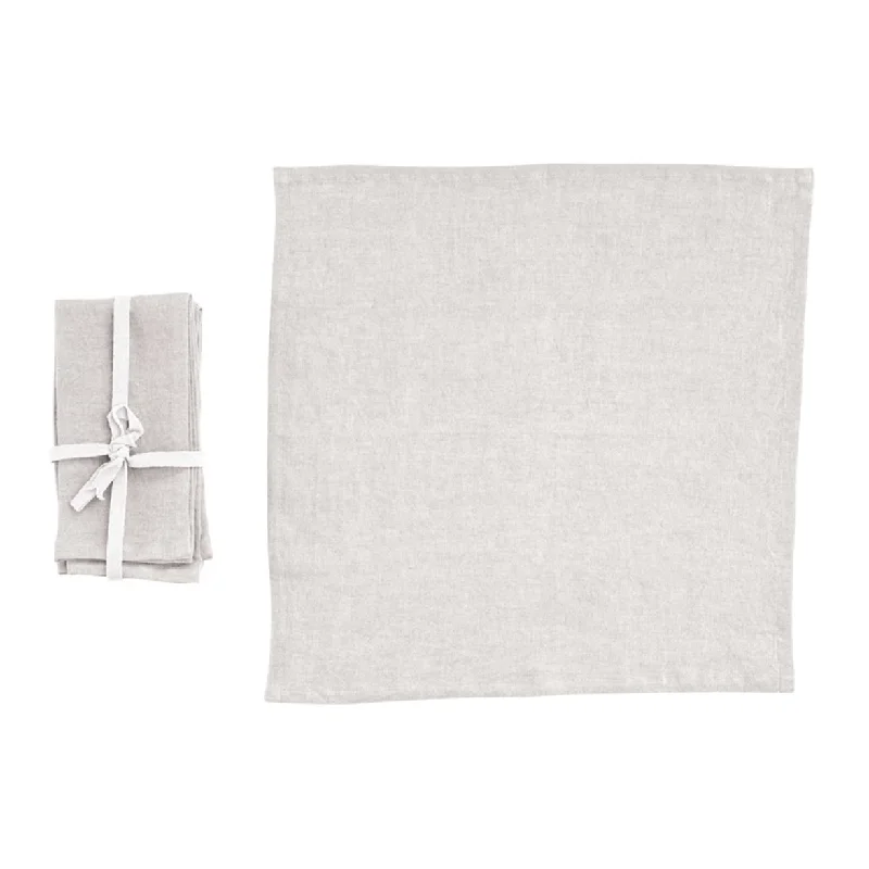 White Stonewash Linen Napkins, Set of 4