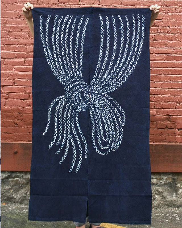 Vintage Noren, Indigo Shibori Nawa