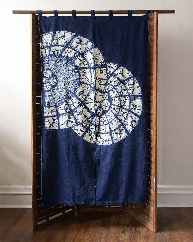 Vintage Noren, Indigo Partial Shibori, Circles