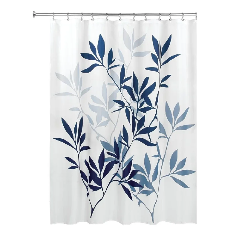 iDesign Leaves Shower Curtain 72" x 72" in Navy and Slate Blue