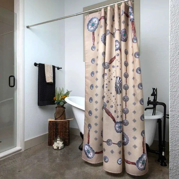 Silver Concho Western Shower Curtain