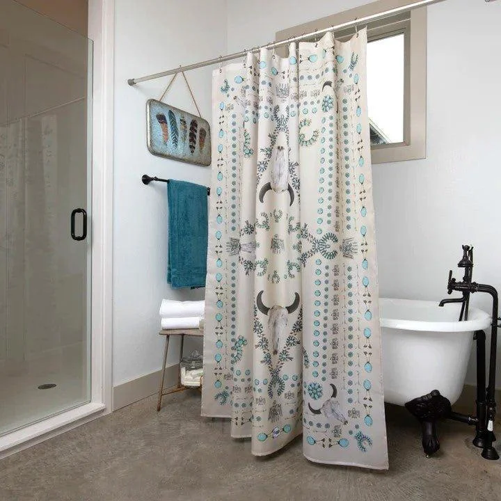 Turquoise & Steers Western Shower Curtain