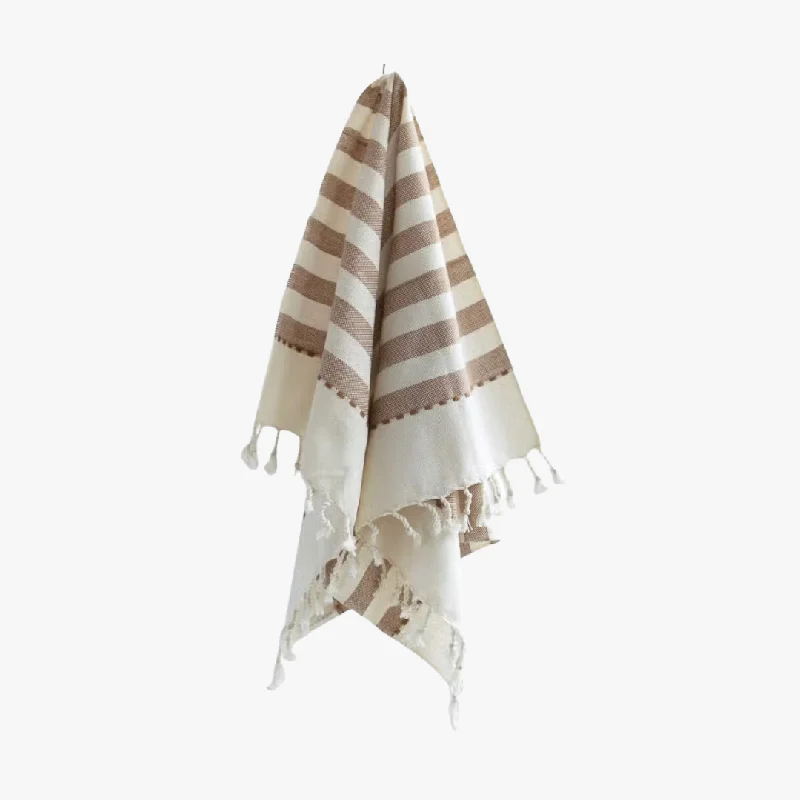 Tan Wide Stripes Hand Towel