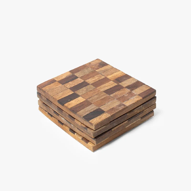 Brown Block Geometric Coasters (10x10x1 Cm)