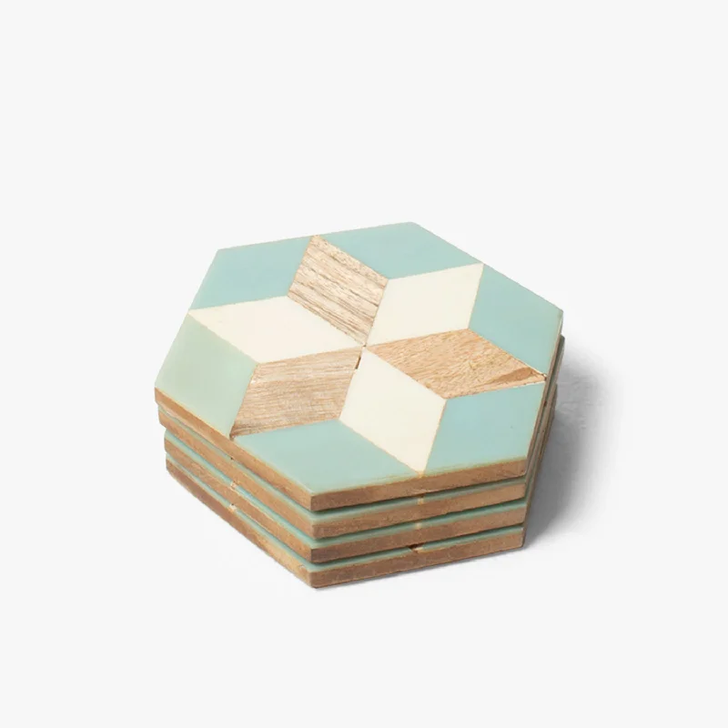 Colorful Marquetry Coaster Set (10x10x1 cm)